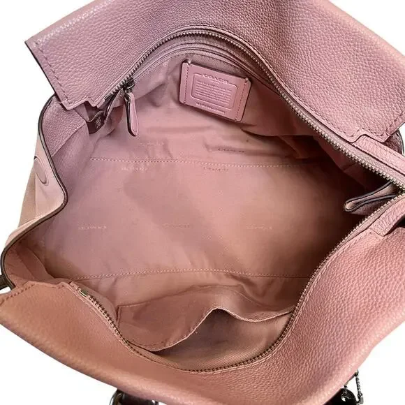 Coach Fulton Colorblock Dusty Rose Leather Suede Satchel Handbag #25006 - Picture 5 of 12